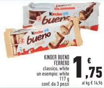 Conad Ferrero Kinder Bueno classico, white 117 g offerta