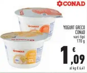Conad Conad Yogurt Greco vari tipi 170 g offerta