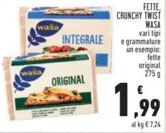 Conad Wasa Fette Crunchy Twist vari tipi e grammature fette original 275 g offerta