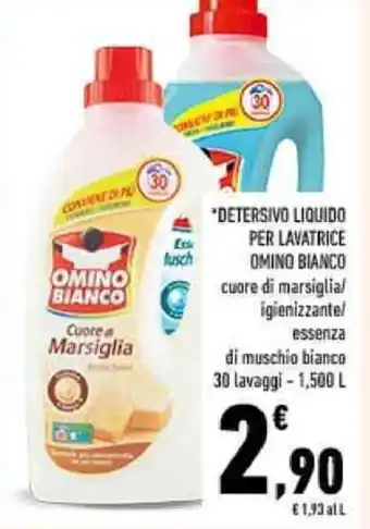 Conad Omino Bianco Detersivo Liquido Per Lavatrice cuore di marsiglia/igienizzante 30 lavaggi 1500 l offerta