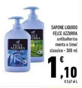 Conad Felce Azzurra Sapone Liquido antibatterico menta e lime/classico 300 ml offerta