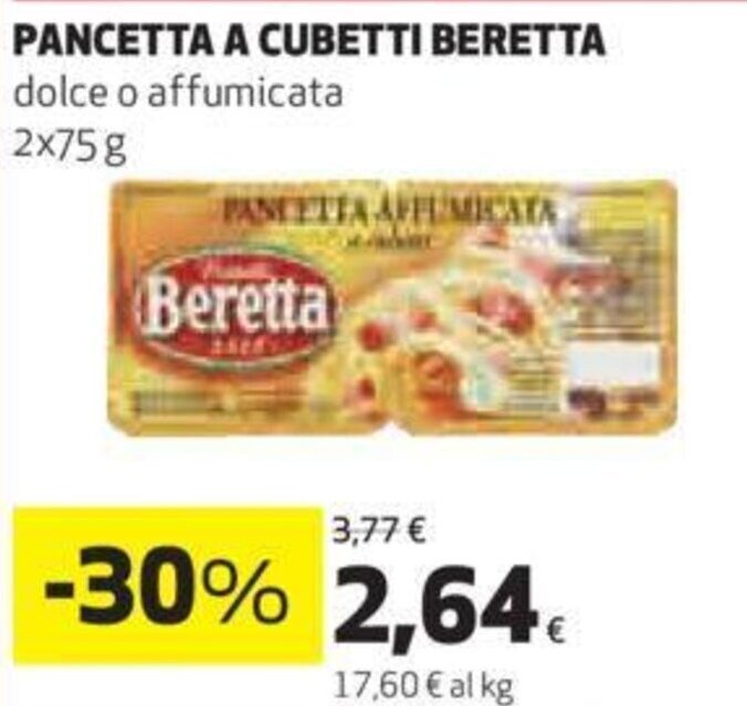 Beretta Pancetta a Cubetti dolce o affumicata 2 x 75 g offerta di Coop