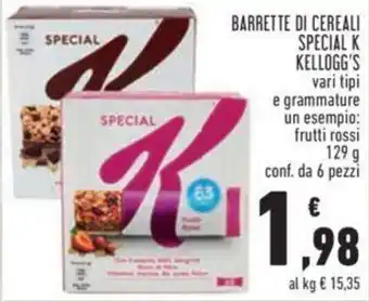 Conad Kellogg's Barrette di Cereali Special K vari tipi e grammature 129 g offerta