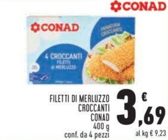 Conad Conad Filetti di Merluzzo Croccanti 400 g conf. da 4 pezzi offerta