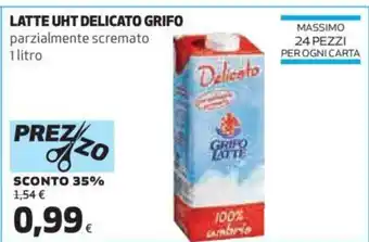 Latte UHT Delicato Grifo parzialmento scremato 1 Litro