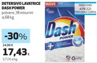Coop Dash Power Detersivo Lavatrice polvere, 78 misurini 4,68 kg offerta