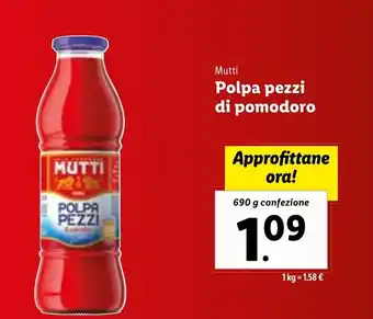 Lidl Mutti Polpa Pezzi di Pomodoro 690 g Confezione offerta