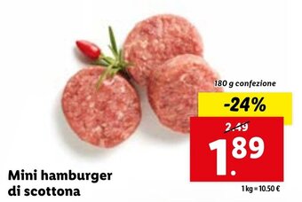 Lidl Mini Hamburger di Scottona 180 g confezione offerta