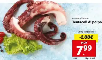 Lidl Antonio y Ricardo Tentacoli di Polpo 250 g confezione offerta
