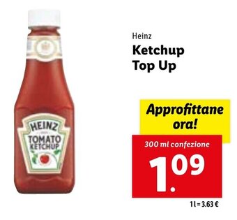Lidl Heinz Ketchup Top Up 300 ml confezione offerta