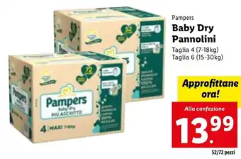 Lidl Pampers Baby Dry Pannolini Taglia 4 (7-18 kg), Taglia 66 (15-30 kg) offerta