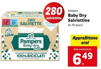 Lidl Pampers Baby Dry Salviettine 4 x 70 pezzi offerta