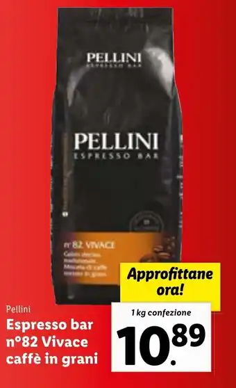 Lidl Pellini Espresso Bar n°82 Vivace Caffè In Grani 1 kg Confezione offerta