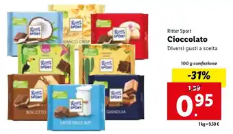 Lidl Ritter Sport Cioccolato Diversi Gusti A Scelti 100 g confezione offerta