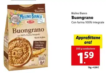 Lidl Mulino Bianco Buongrano Con Farina 100% Integrale 350 g confezione offerta