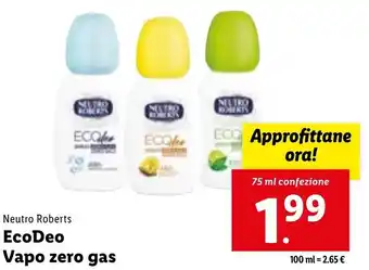 Lidl Neutro Roberts Ecodeo Vapo Zero Gas 75 ml confezione offerta