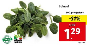 Lidl Spinaci 500 g confezione offerta