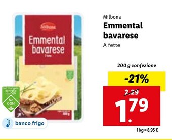 Lidl Milbona Emmental Bavarese a Fette 200 g confezione offerta