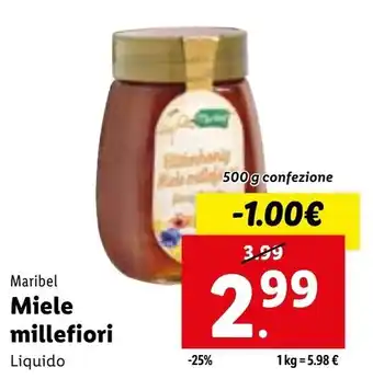 Lidl Maribel Miele Millefiori Liquido 500 g confezione offerta