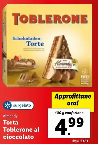 Lidl Almondy Torta Toblerone Al Cioccolato 400 g confezione offerta