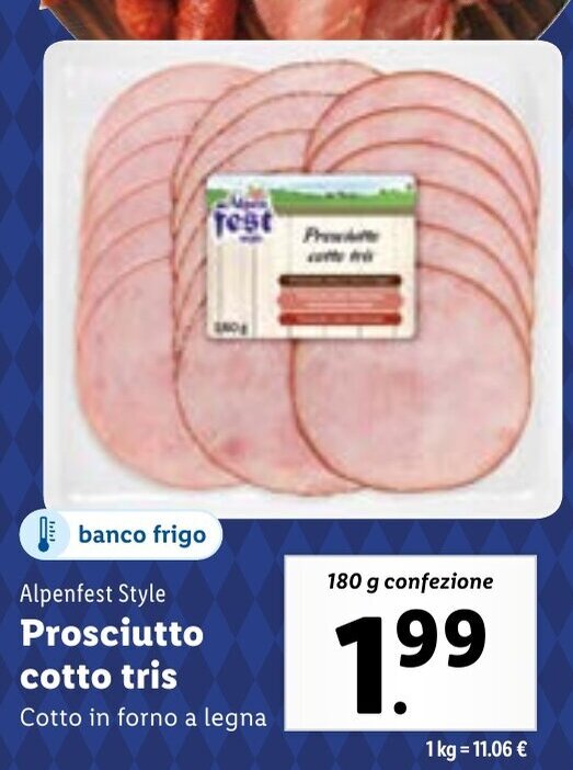 Alpenfest Style Prosciutto Cotto Tris Cotto In Forno A Legna 180 g Confezione offerta di Lidl