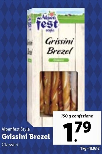 Lidl Alpenfest Style Grissini Brezel Classici 150 g confezione offerta