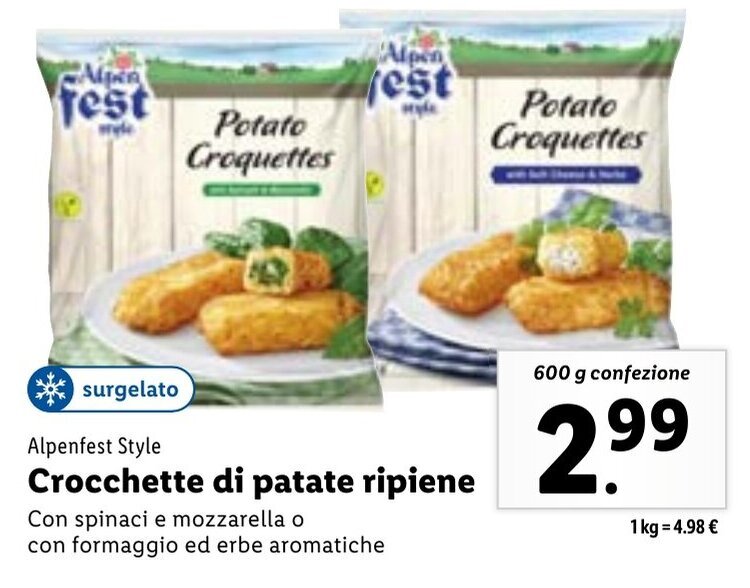 Alpenfest Style Crocchette Di Patate Ripiene Con Spinaci E Mozzarella O Con Formaggio Ed Erbe