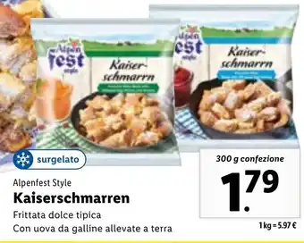 Lidl Alpenfest Style Kaiserschmarren Frittata Dolce Tipica Con Uova da Galline Allevate A Terra 300 g Confezione offerta