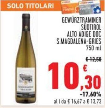 Conad Gewürztraminer Südtirol Alto Adige DOC S. Magdalena-Gries 750 ml offerta
