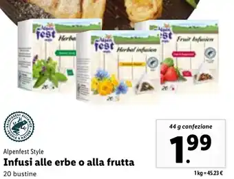 Lidl Alpenfest Style Infusi Alle Erbe o Alla Frutta 20 Bustine 44 g confezione offerta