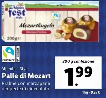 Lidl Alpenfest Style Palle di Mozart Praline Con Marzapane Ricoperte di Cioccolato 200 g Confezione offerta