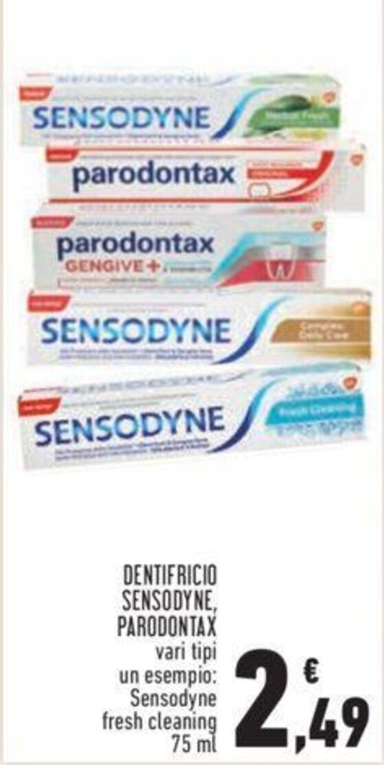 Sensodyne, Parodontax Dentifricio vari tipi 75 ml offerta di Conad