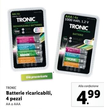 Lidl Tronic Batterie ricaricabili, 4 pezzi AA o AAA offerta