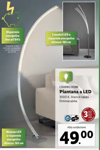 Lidl Livarino Home Piantana a Led 3000 K, bianco caldo Dimmerabile offerta