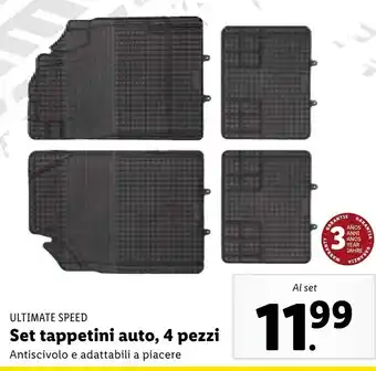 Lidl Ultimate Speed Set tappetini auto, 4 pezzi offerta