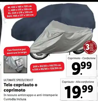 Lidl Ultimate Speed /Crivit Telo copriauto o coprimoto offerta