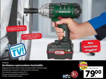 Lidl Parkside Avvitatore a percussione ricaricabile 0-3000 min offerta