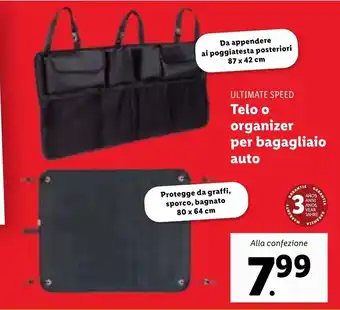 Lidl Ultimate Speed Telo 0 organizer per bagagliaio auto 87x42 cm offerta