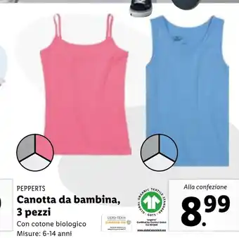 Lidl Pepperts Canotta da bambina, 3 pezzi Misure: 6- 14 anni offerta