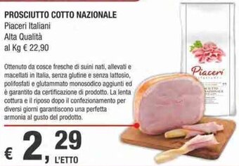 Crai Piaceri Italiani Prosciutto Cotto Nazionale Alta Qualità offerta