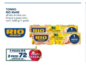 Esselunga Rio Mare Tonno all olio di oliva con limone e pepe nero, conf. 3 x 80 g + 1 gratis 2 pezzi offerta