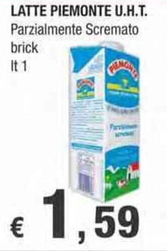 Crai Latte Piemonte U.H.T. Parzialmente Scremato brick lt 1 offerta