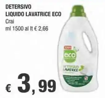 Crai Crai Detersivo Liquido Lavatrice Eco ml 1500 offerta