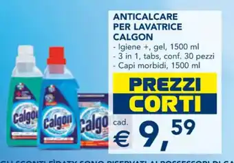 Esselunga Calgon Anticalcare Per Lavatrice Igiene+ gel, 1500 ml 3 in 1, tabs, conf. 30 pezzi Capi morbidi, 1500 ml offerta