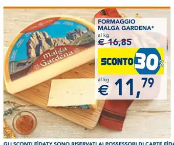 Esselunga Formaggio Malga Gardena al kg offerta