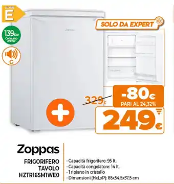 Expert Zoppas Frigorifero Tavolo HZTR16SM1WE0 offerta