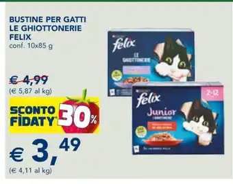 Esselunga Felix Bustine Per Gatti Le Ghiottonerie conf. 10 x 85 g offerta