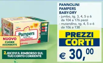 Esselunga Pampers Pannolini Baby-Dry jumbo, tg. 3,4,5, o 6 da 104 a 176 pezzi mutandino, tg.4,5 o 6 da 106 a 138 offerta