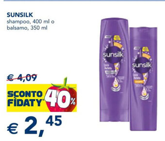 Esselunga Sunsilk shampoo, 400 ml o balsamo, 350 ml offerta