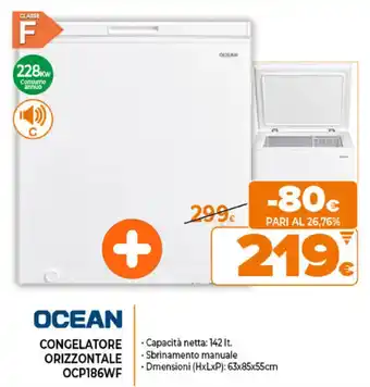 Expert Ocean Congelatore Orizzontale OCP186WF offerta